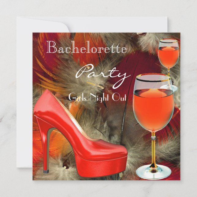 Invitation Verre à vin Chaussures Rouges Talons Hauts Enterre (Devant)