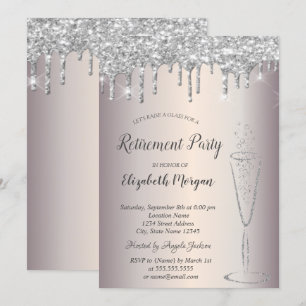 Invitation Verre à vin chic gouttes de paillettes argentées R