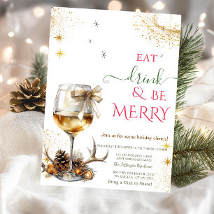 Invitation Verre à vin Eat Drink & Be Merry Bow