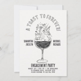 Invitation Verre à vin noir et blanc drôle pour une fête de f