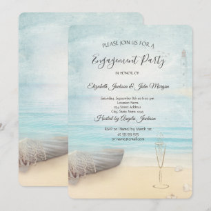 Invitation Verre à vin Phare Bateau de Plage Fiançailles
