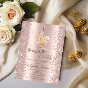 Invitation Verre à vin Rose Gold Confetti pour enterrement de