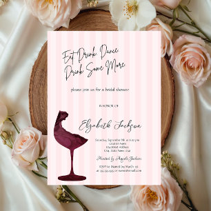 Invitation Verre à vin rouge chic rayé rose