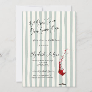 Invitation Verre à vin rouge rayures vertes enterrement de vi