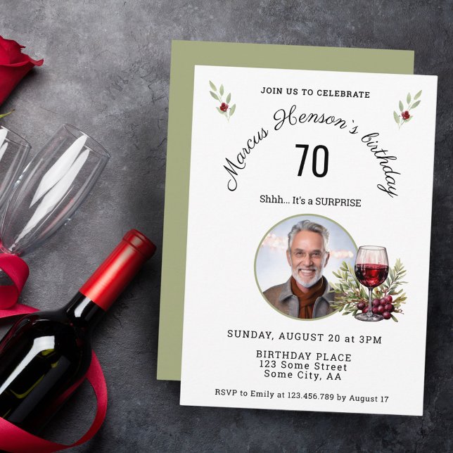 Invitation Verre à vin rouge rustique Olive 50e anniversaire  (Créateur téléchargé)