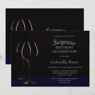 Invitation Verre à vin Surprise fête d'anniversaire