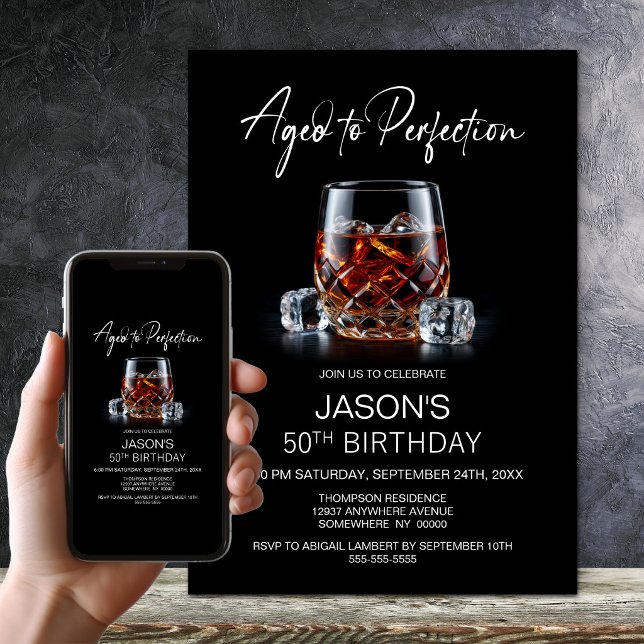 Invitation Verre à Whisky 50e Anniversaire (Créateur téléchargé)