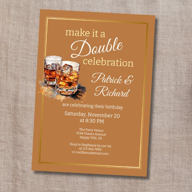 Invitation Verre à Whisky Make it a Double Celebration (Créateur téléchargé)
