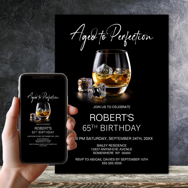 Invitation Verre à Whisky Vieilli à la Perfection 65e Anniver (Créateur téléchargé)