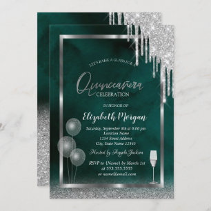 Invitation Verre, Ballons, Lecteurs de Parties scintillant, Q