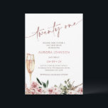 Invitation Verre de Champagne Floral Blush 21e anniversaire<br><div class="desc">Blush Floral Champagne Glass 21st Birthday Invitation Blush floral avec une pointe de pampas herbe vingt-et-unième anniversaire invitation aussi avec une coupe de champagne et une direction de calligraphie moderne.</div>