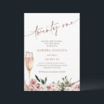 Invitation Verre de Champagne Floral Blush 21e anniversaire<br><div class="desc">Blush Floral Champagne Glass 21st Birthday Invitation Blush floral avec une pointe de pampas herbe vingt-et-unième anniversaire invitation aussi avec une coupe de champagne et une direction de calligraphie moderne.</div>