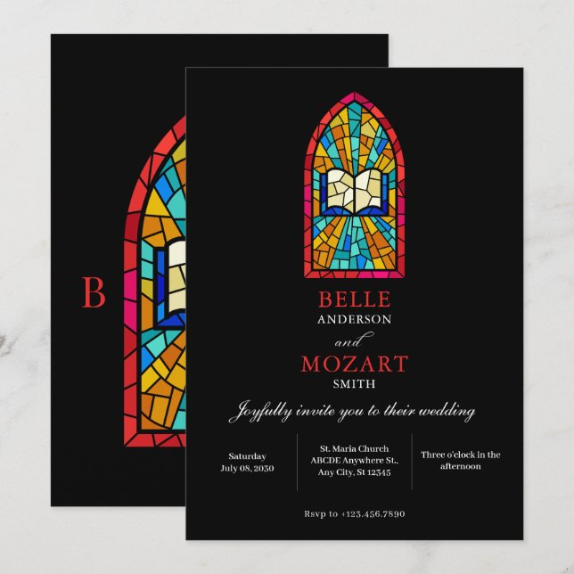 Invitation Verre de l'église avec mariage biblique (Devant / Derrière)