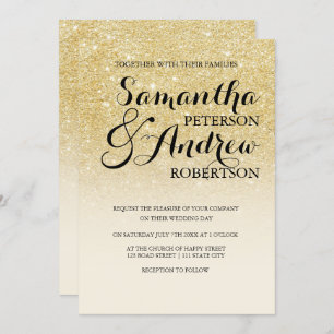 Invitation Verre de parties scintillant en faux or chic de ma