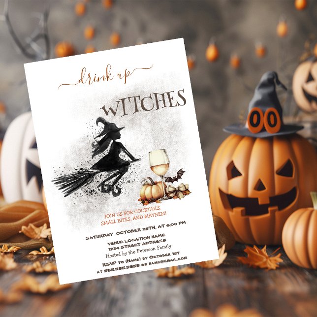 Invitation Verre de vin à la citrouille Halloween (Créateur téléchargé)