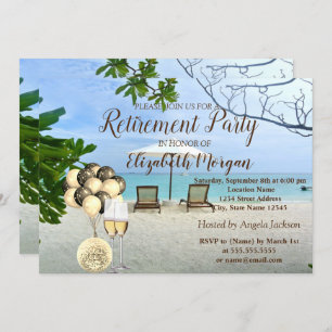 Invitation Verre de vin d'or, Ballons, Parti de retraite de p