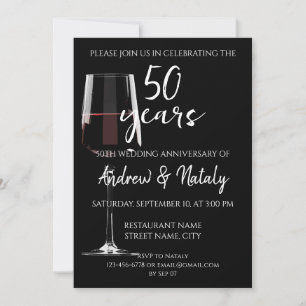 Invitation Verre de vin rouge sur fond noir