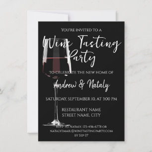 Invitation Verre de vin rouge sur noir