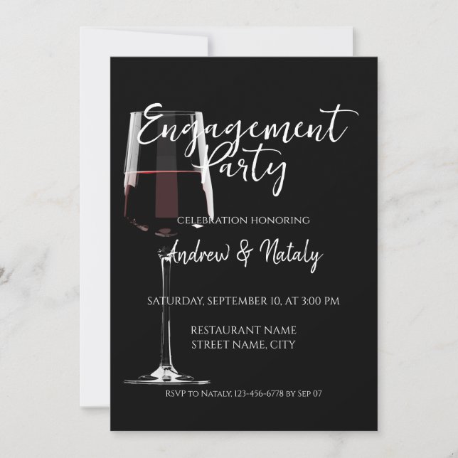 Invitation Verre de vin rouge sur une soirée de dégustation d (Devant)