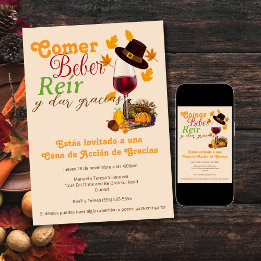Invitation Verre Espagnol Manger Boire Dîner Thanksgiving