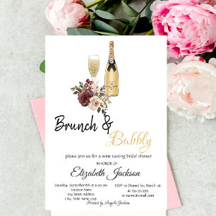 Invitation Verre humide Brunch Floral & Fête des mariées Bubb