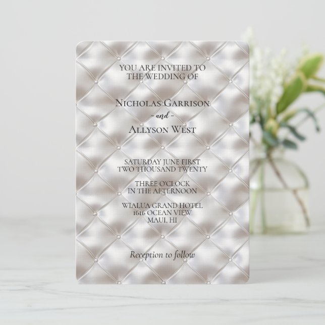 Invitation Verre romantique Blanc Faux Mariage en cuir (Debout devant)