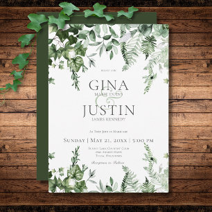 Invitation Verre rustique & Sage Green Mariage vert
