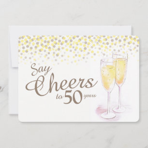 Invitation Verres à champagne Cheers 50e anniversaire
