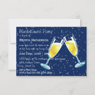 Invitation Verres à Champagne Nuit - 3x5 Enterrement de Vie d