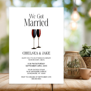 Invitation Verres à Champagne Rouge Noir Mariage Après-Fête