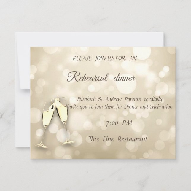 Invitation Verres à vin Elegant BokehRéception de mariage (Devant)
