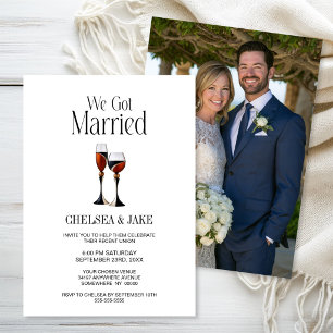 Invitation Verres à vin noir et rouge Mariage Fête d'après-ma