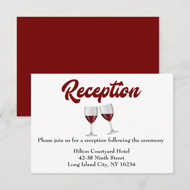 Invitation Verres à vin rouge de Bourgogne pour réception de  (Devant / Derrière)