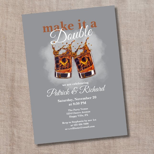 Invitation Verres à Whisky pour une Double Célébration Santés (Créateur téléchargé)