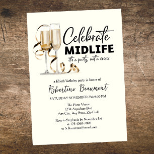 Invitation Verres de célébration élégante à la mi-vie 50e ann