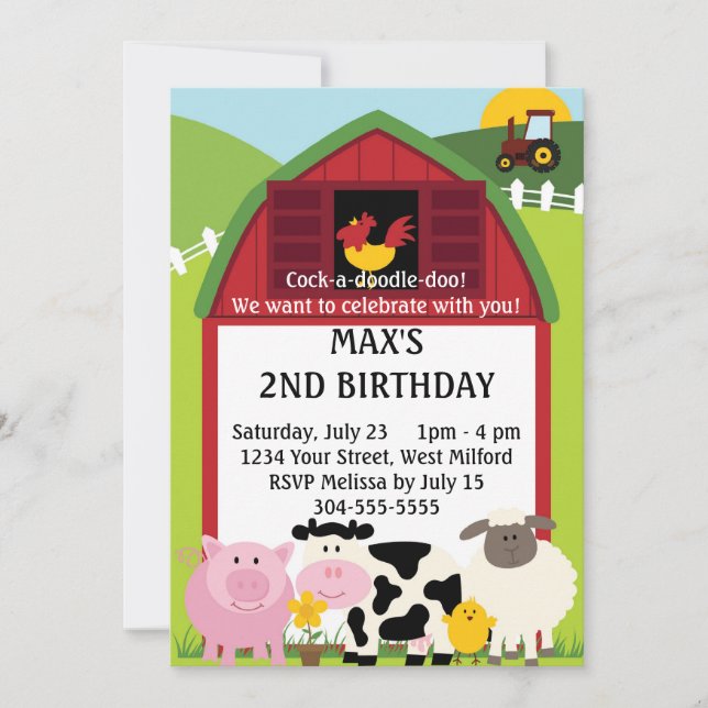 Invitation Vers la ferme 2 Anniversaire (Devant)
