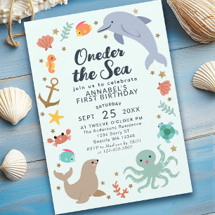 Invitation Vers la mer Océan Animaux Enfants Premier annivers