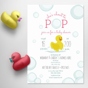 Invitation Vers Pop Rubber Duck Bubbles Baby shower