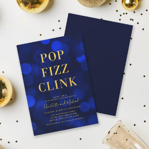 Invitation Versatile Blue Bokeh Gold Pop Fizz Clink Party