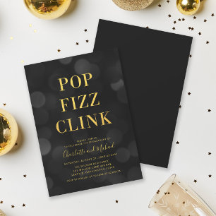 Invitation Versatile Dark Bokeh Gold Pop Fizz Clink Party