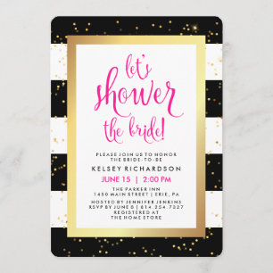 Invitation Versons la douche noire d'or blanc de la jeune