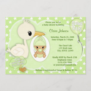 Invitation VERT 3B d'invitation de baby shower de la