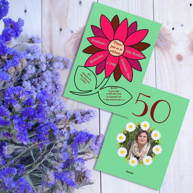 Invitation Vert 50e anniversaire Simple Tournesol rouge (Créateur téléchargé)