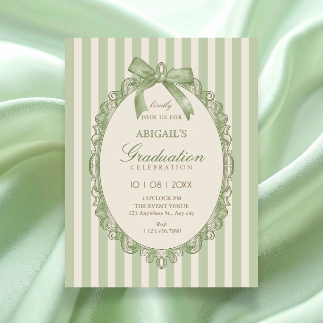 Invitation Vert antique élégant doux ruban de remise des dipl (Créateur téléchargé)