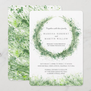 Invitation Vert aquarelle herbe sauge vert mariage