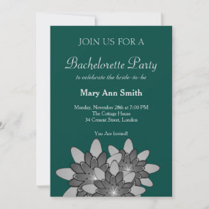 Invitation Vert avec Gris Floral Lotus