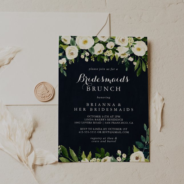 Invitation Vert Blanc Floral Bleu Bridesservatrices Brunch Do (Créateur téléchargé)