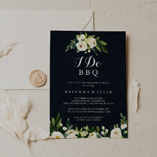 Invitation Vert Blanc Floral Bleu I Do BBQ