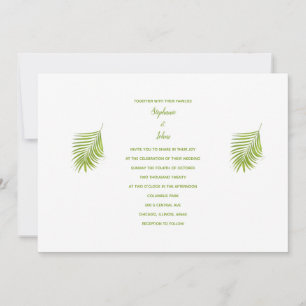 Invitation Vert Blanc Tropical Feuille de Palme Élégant Maria