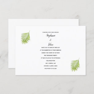 Invitation Vert Blanc Tropical Palm Leaf Cool moderne Mariage